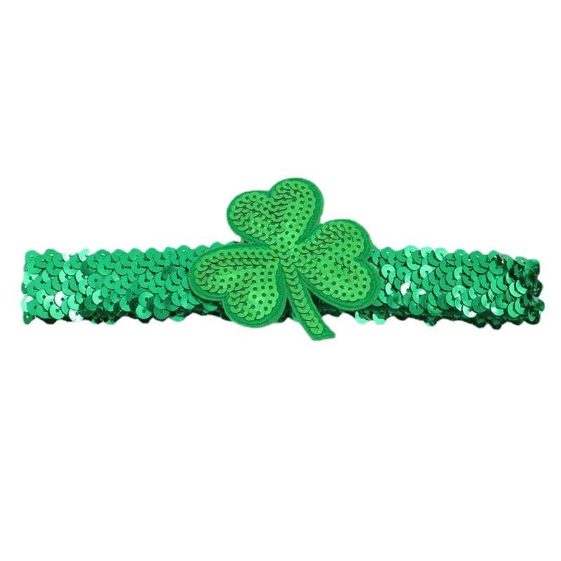 BBTDIN BBTDIN St.Patrick\'s Sequin Headband Green Shamrock Hair Band St.Patrick\'s Glitter Clover Headwear JHSP62 (Green Shamrock)