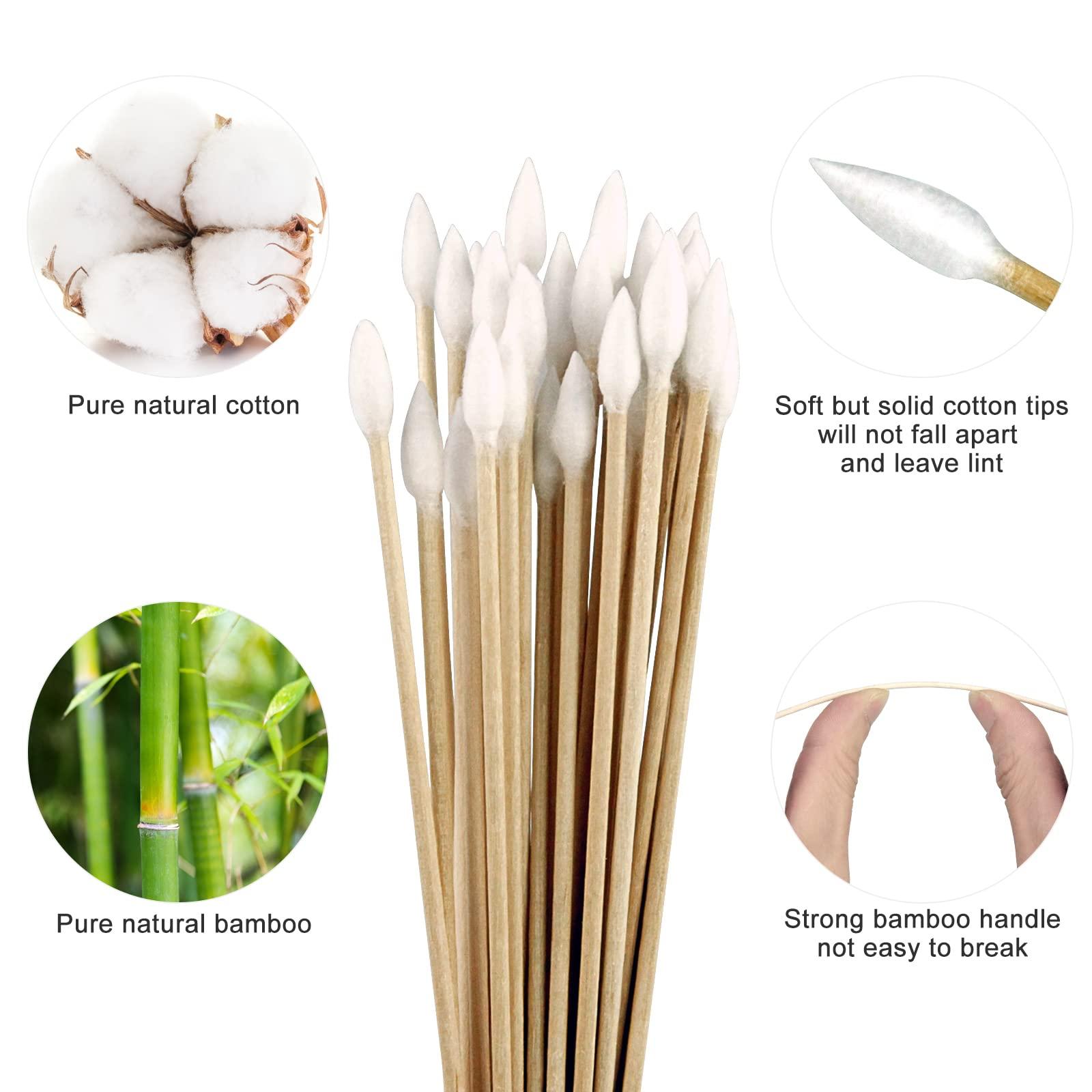 Garrelett 1200 PCS 6 Inches Long Cotton Swabs with Storage Case, Include 600 PCS Round & 600 PCS Pointed