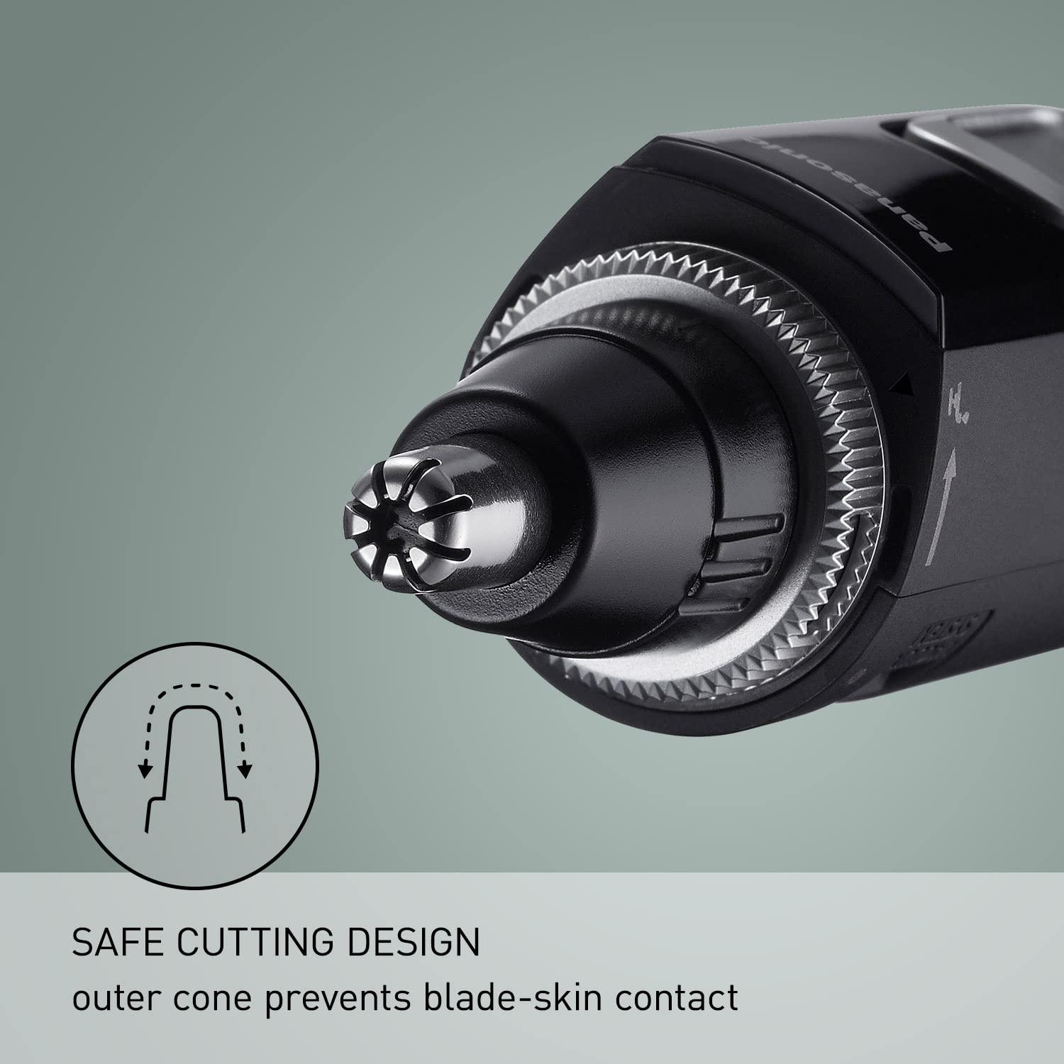 Panasonic Panasonic Ear and Nose Hair Trimmer for Men with Vacuum Cleaning System, Powerful Motor and Dual-Edge Blades for Smoother Cutting, Wet/Dry ER-GN70-K (Black)