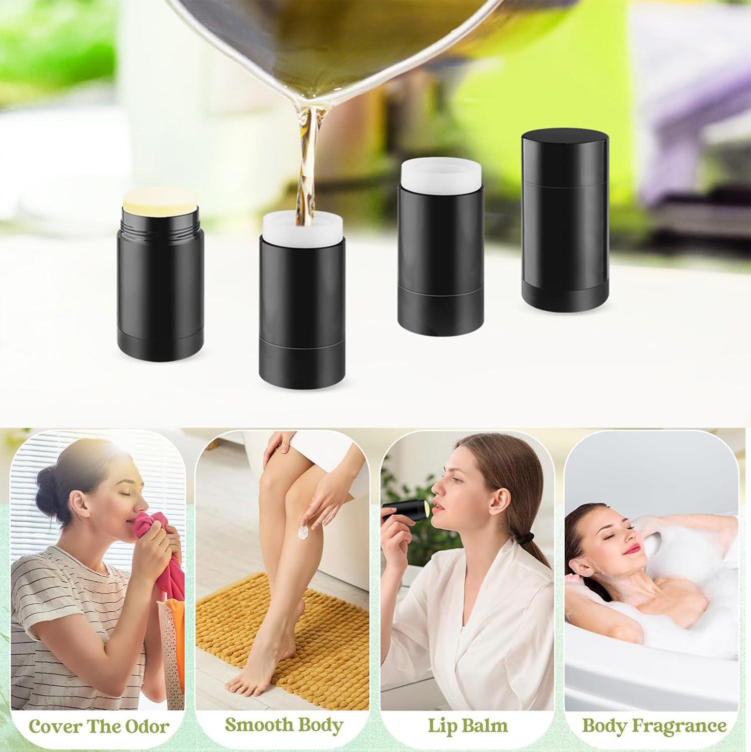 Minsily Minsily 10 Pack 75ml Round Empty Deodorant Containers 2.5oz Twist Up Filling Stick Plastic Deodorant Container Empty Lip Balm Tubes Refillable Deodorant Bottle for DIY Lipstick Crayon Chapstick(Black)