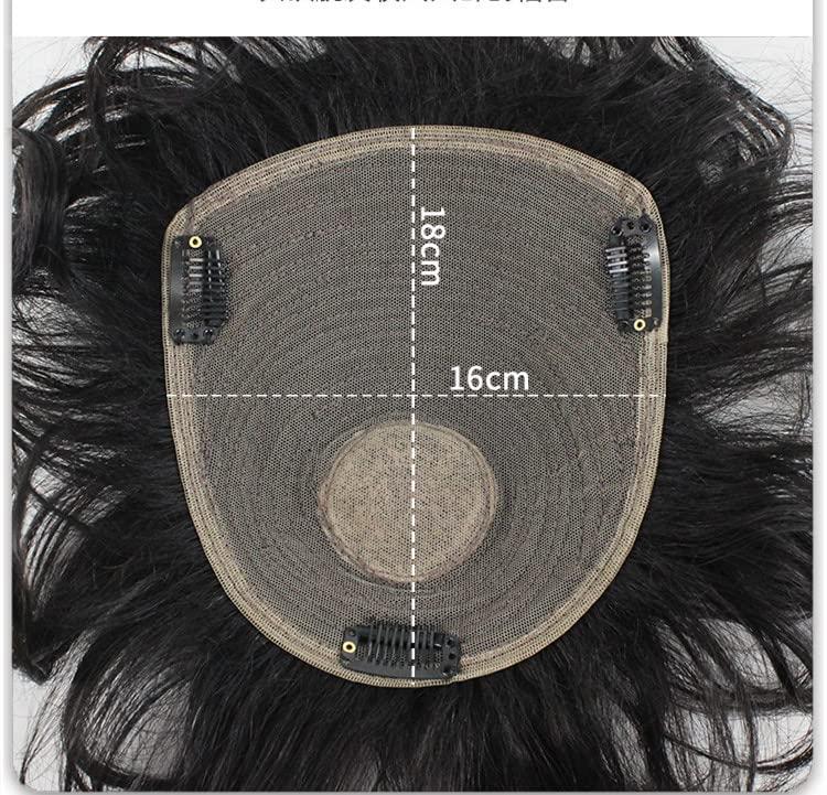 BESTOPPER BESTOPPER Human Hair Short Curly Hair Toppers For Women,16X18cm Womens Large Base Pixie Hair Toppers For Thinning Bouffant Hairstyles Short Hair Hair Extensions (Jet black(1#), Wavy/straight)
