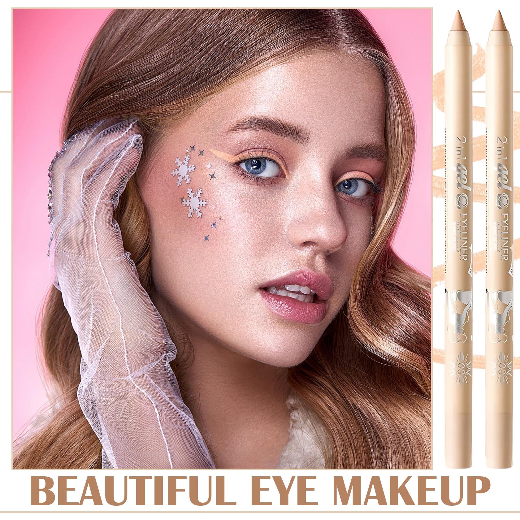 AIUEO AIUEO Nude Eyeliner 2PCS Gel Eyeliner Pencil Long-lasting Waterproof Eyeliner Smooth Eye Liner Pencils Eye Makeup,delineador de ojos contra el agua -03 Nude