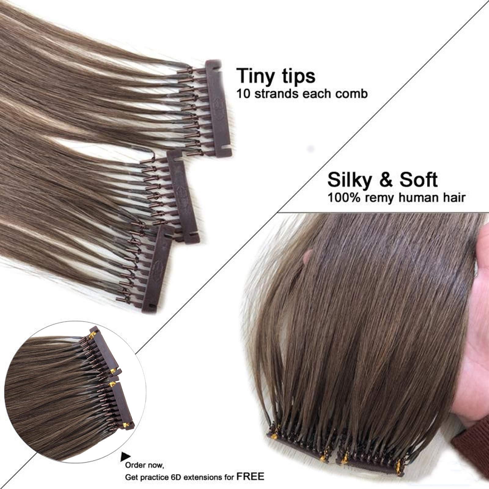 Generic 6d Hair Extensions Machine Kit 100% Human Hair, No-Trace Hair Extension/10-pin Invisible Seamless Hair Extension Fast Installation and Removal, Easy to Use - 1 Row 10 Bundles