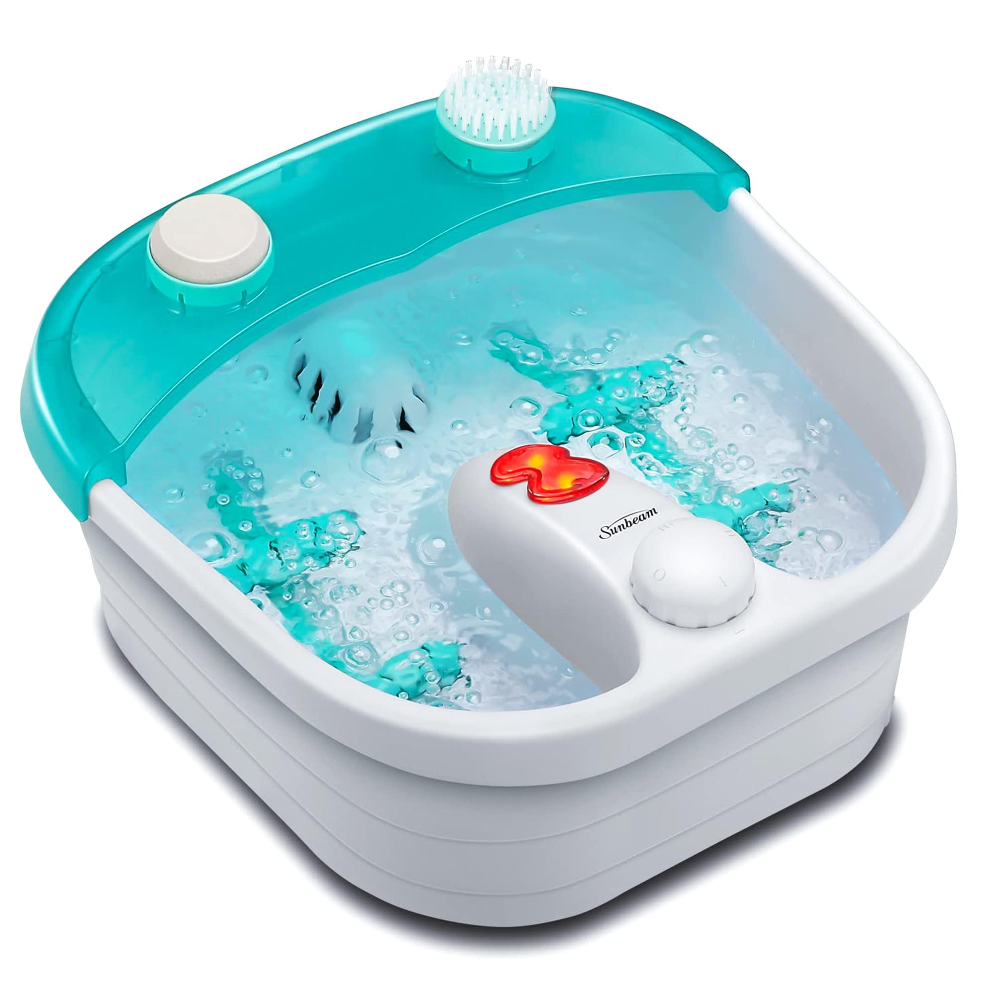 Sunbeam Sunbeam Deep Reservoir Aqua Therapy Foot Spa Foot Bath with Heat, Bubbles, Massage Rollers with Exfoliating Brush and Pumice Stone Pedicure Attachments, Extra Long Basin