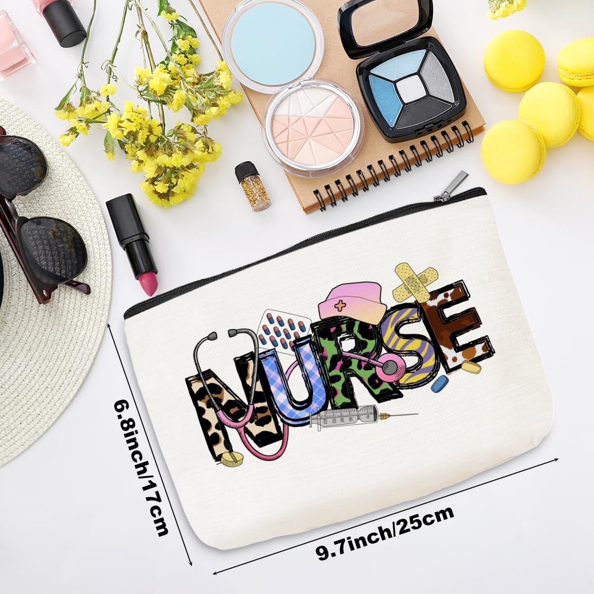 PQV Nurse Cosmetic Bag Nurse Gifts Nurse Appreciation Makeup Bag Nurse Graduation Gift Nursing Student Essentials Accessories Nurse Practitioner Gifts for Women Doctor Nurses Week Gift Christmas Birthday