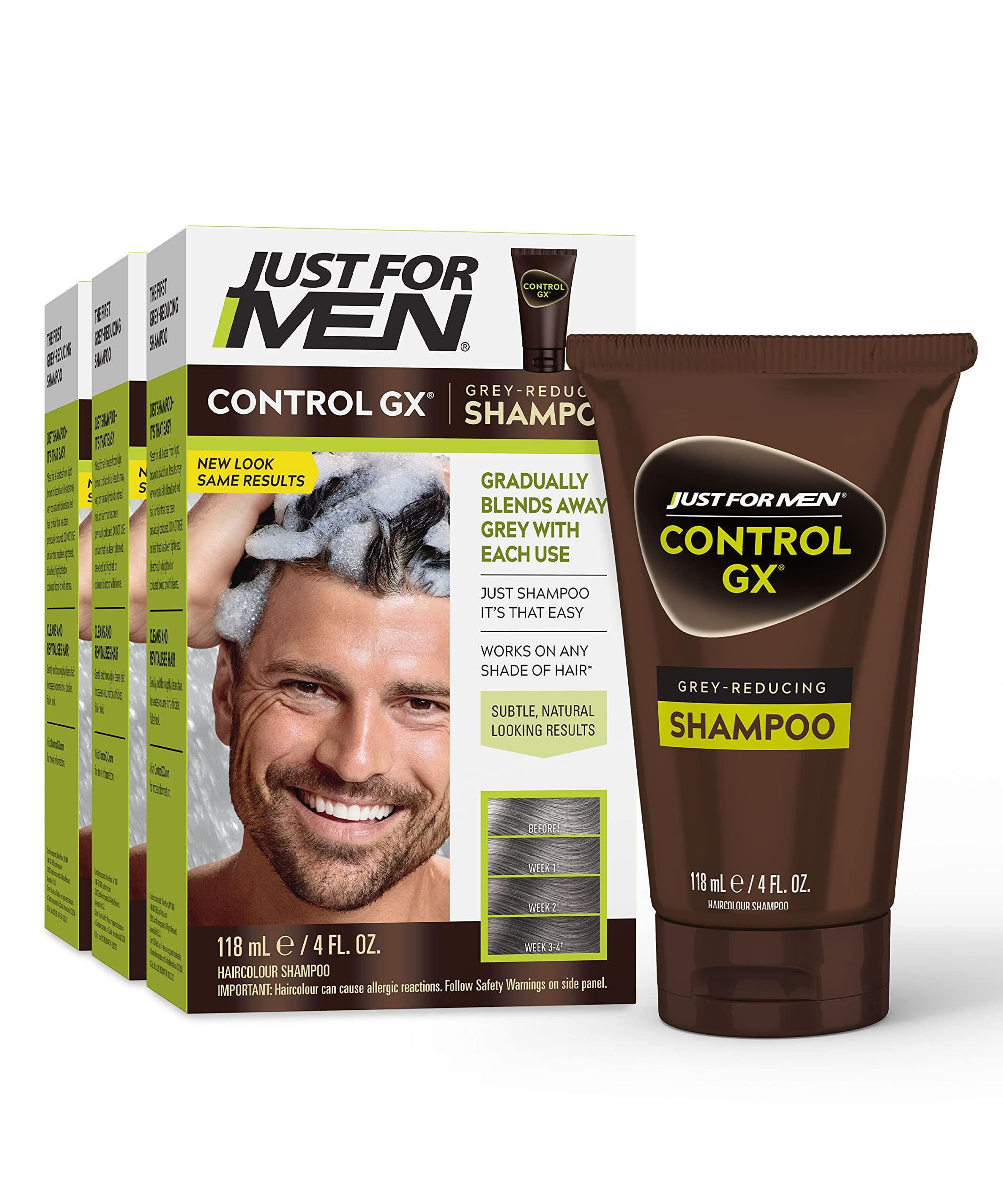 Just for Men Just for Men Control GX Grey Reducing Shampoo, Gradual Hair Color for Stronger and Healthier Hair & Control GX Grey Reducing 2-in-1 Shampoo and Conditioner, Gradual Hair Color