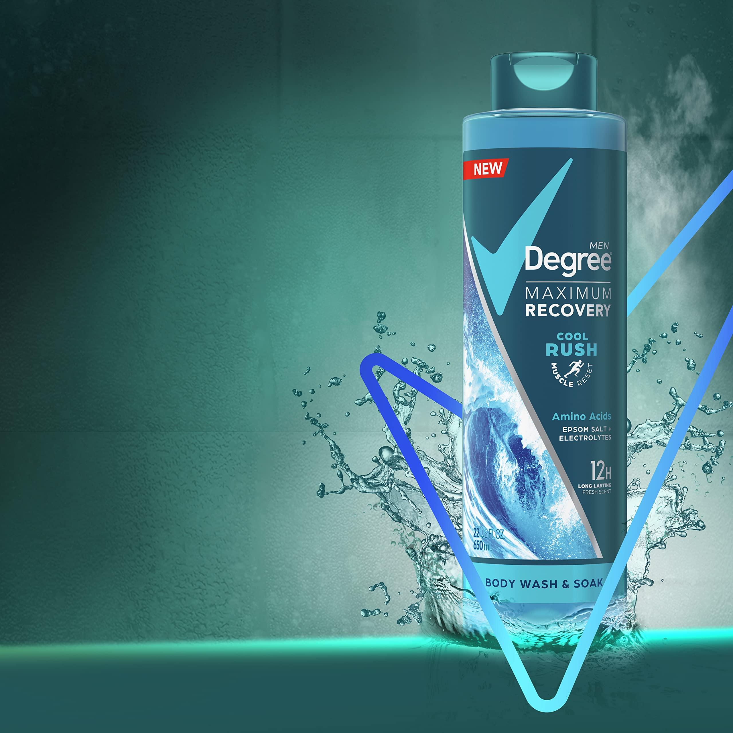 Degree Men Degree Men Maximum Recovery Body Wash & Soak For Post-Workout Recovery Skincare Routine Cool Rush + Epsom Salt + Electrolytes Bath and Body Product 22 oz