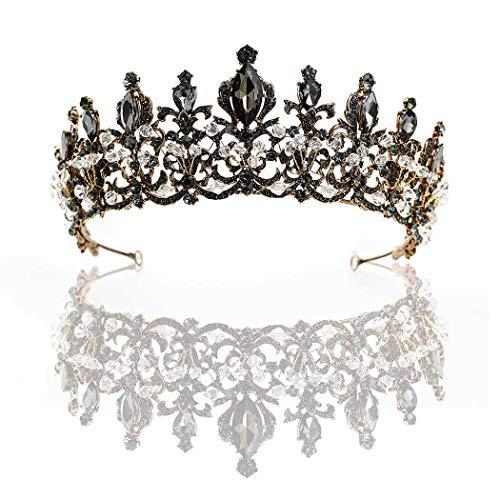 Catery Catery Black Baroque Crowns and Tiaras Crystal Rhinestones Bride Wedding Queen Crowns for Women and Girls Decorative Princess Tiaras Hair Accessories for Prom