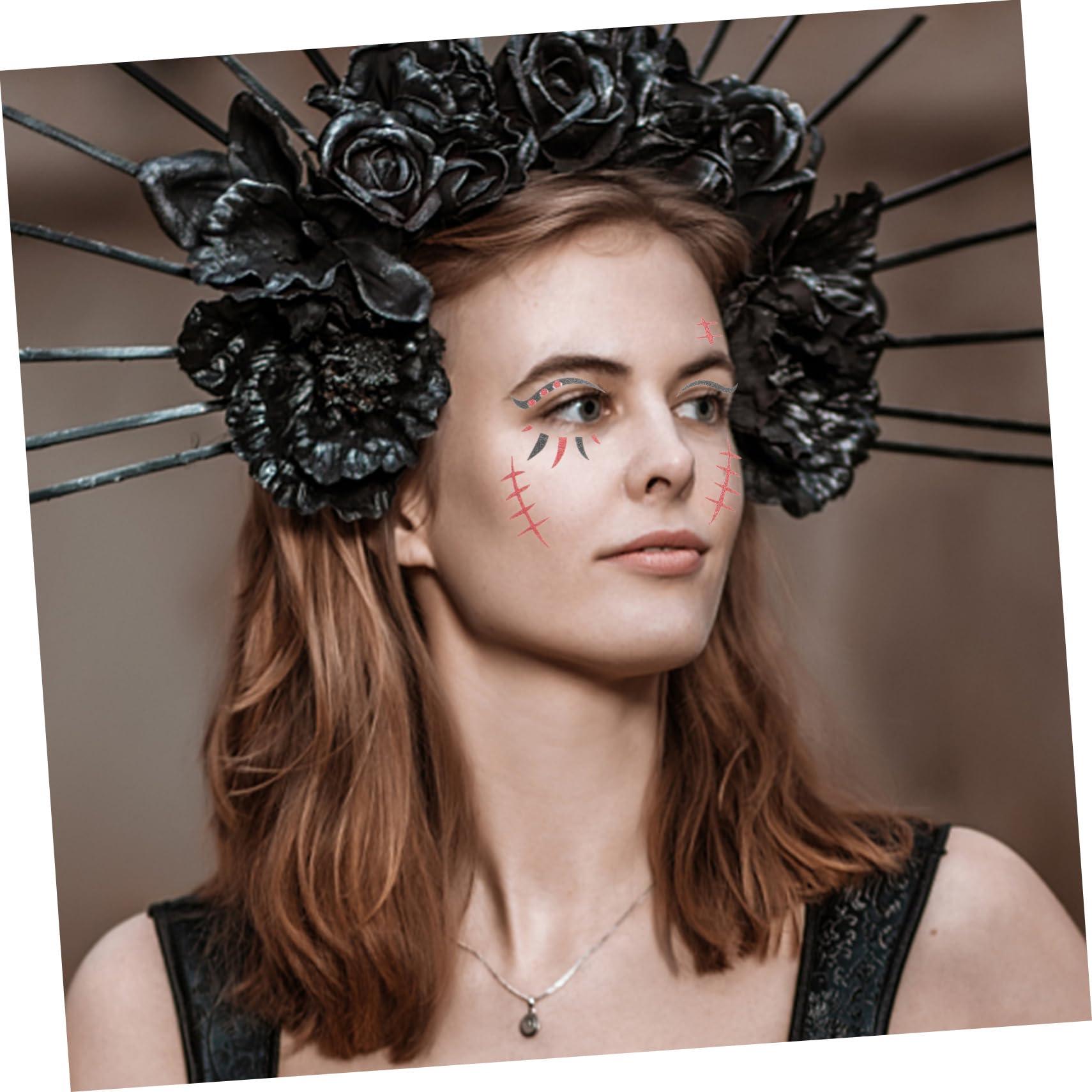 MERRYHAPY MERRYHAPY 2 Sheets Halloween Temporary Tattoo Stickers Makeup Face Tattoos Skin-Friendly Rhinestone Design for Party Favors