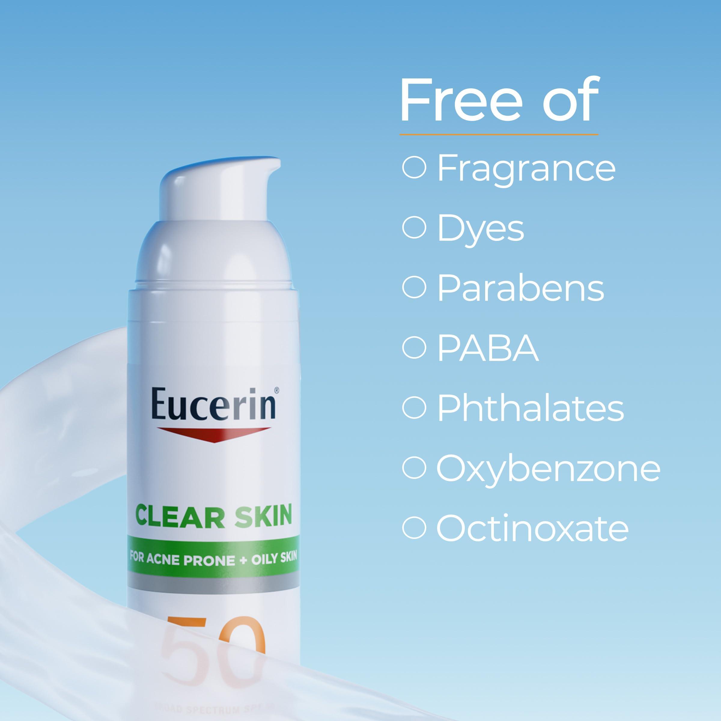 Eucerin Eucerin Sun Clear Skin Face Sunscreen Lotion SPF 50 for Acne Prone Skin, Hypoallergenic, Fragrance Free Sunscreen SPF 50 with Oil-Absorbing Minerals, 2.5 Fl Oz Bottle