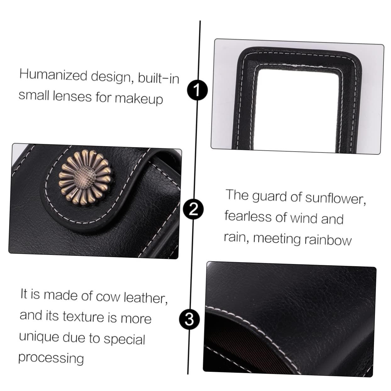 SOESFOUFU SOESFOUFU Leather Makeup Case Mirror Portable Travel Lipstick Pounch Holder for Women