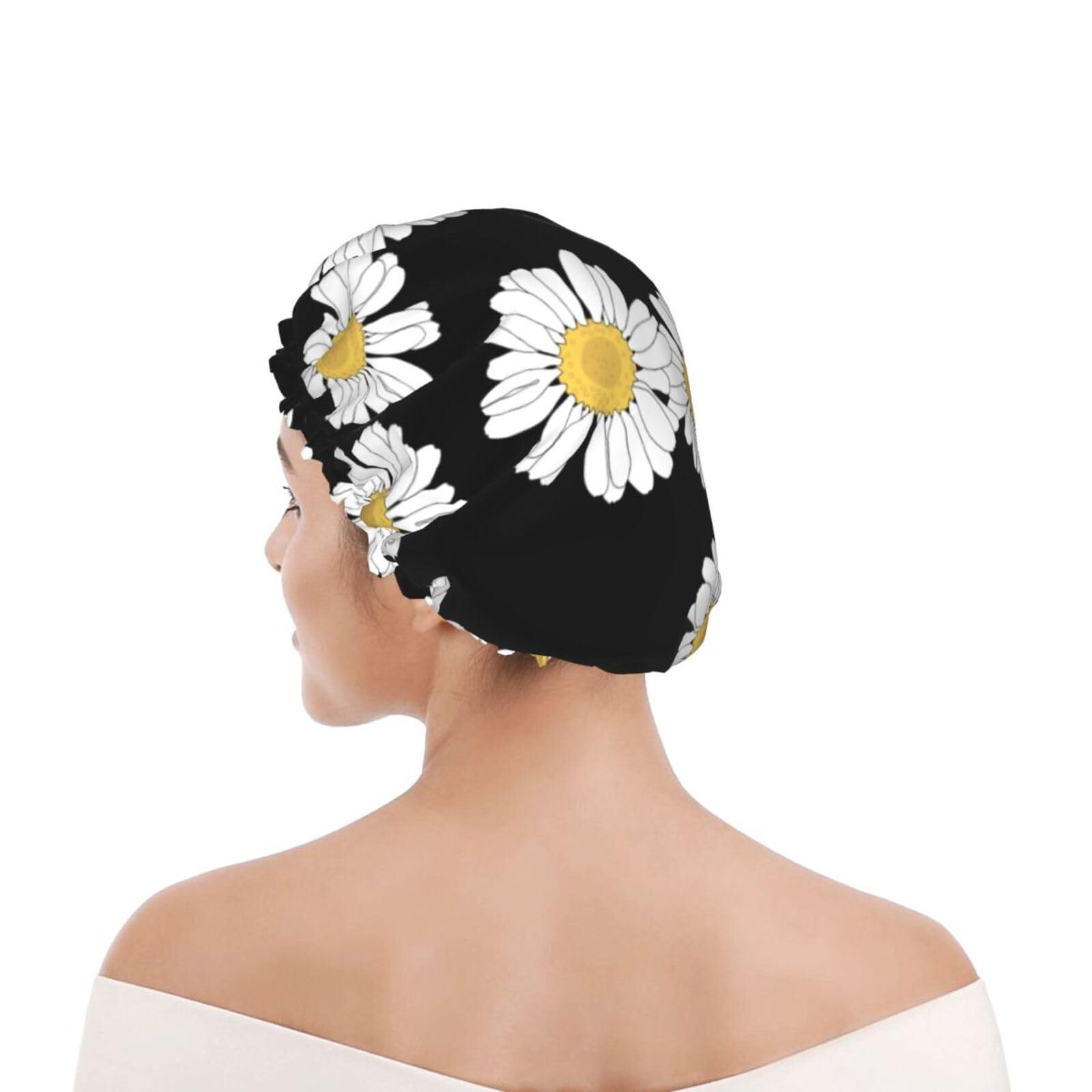 KArFri Flower Large Shower Cap For Women Men Reusable Shower Caps Waterproof Shower Cap For Braids & Long Hair shower bonnet with PEVA lined&Elastic Band Fashion showercap
