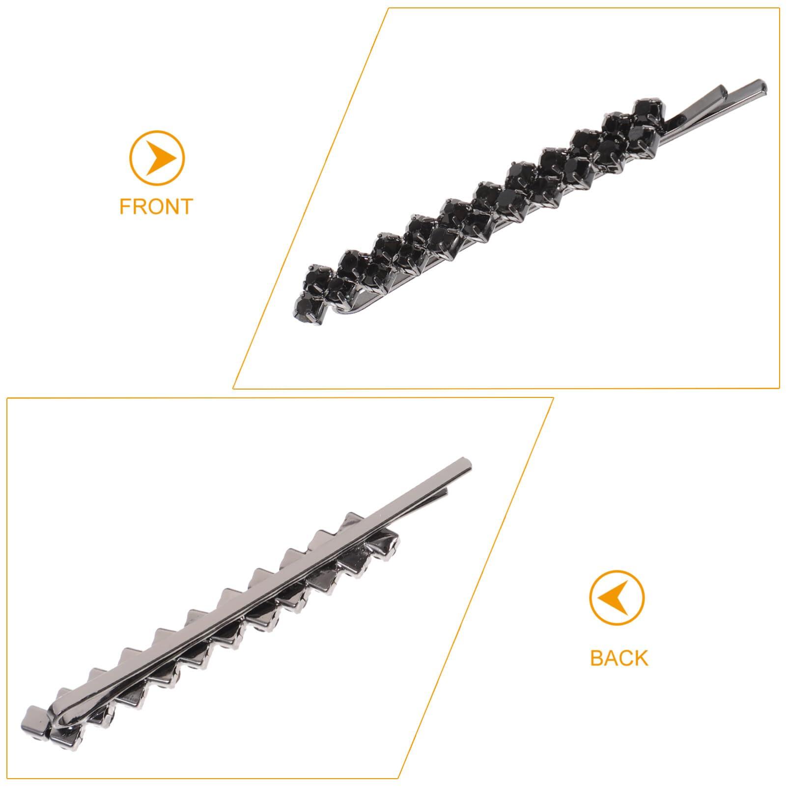 Uonlytech Uonlytech Hair Clips, 1 Set 2 Pairs Rhinestone Hair Barrette Pins Clear Crystal Hair Bobby Pin Accessories for Women - Black, Size 6x0.7cm, 4 Pieces