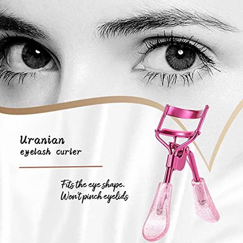 Uranian Uranian Eyelash Curlers Pink Lash Curler with 2 Silicone Refill Pads Glitter Handle Eye Lashes Curler Eyelashes Tool for Women and Girls (Pink)
