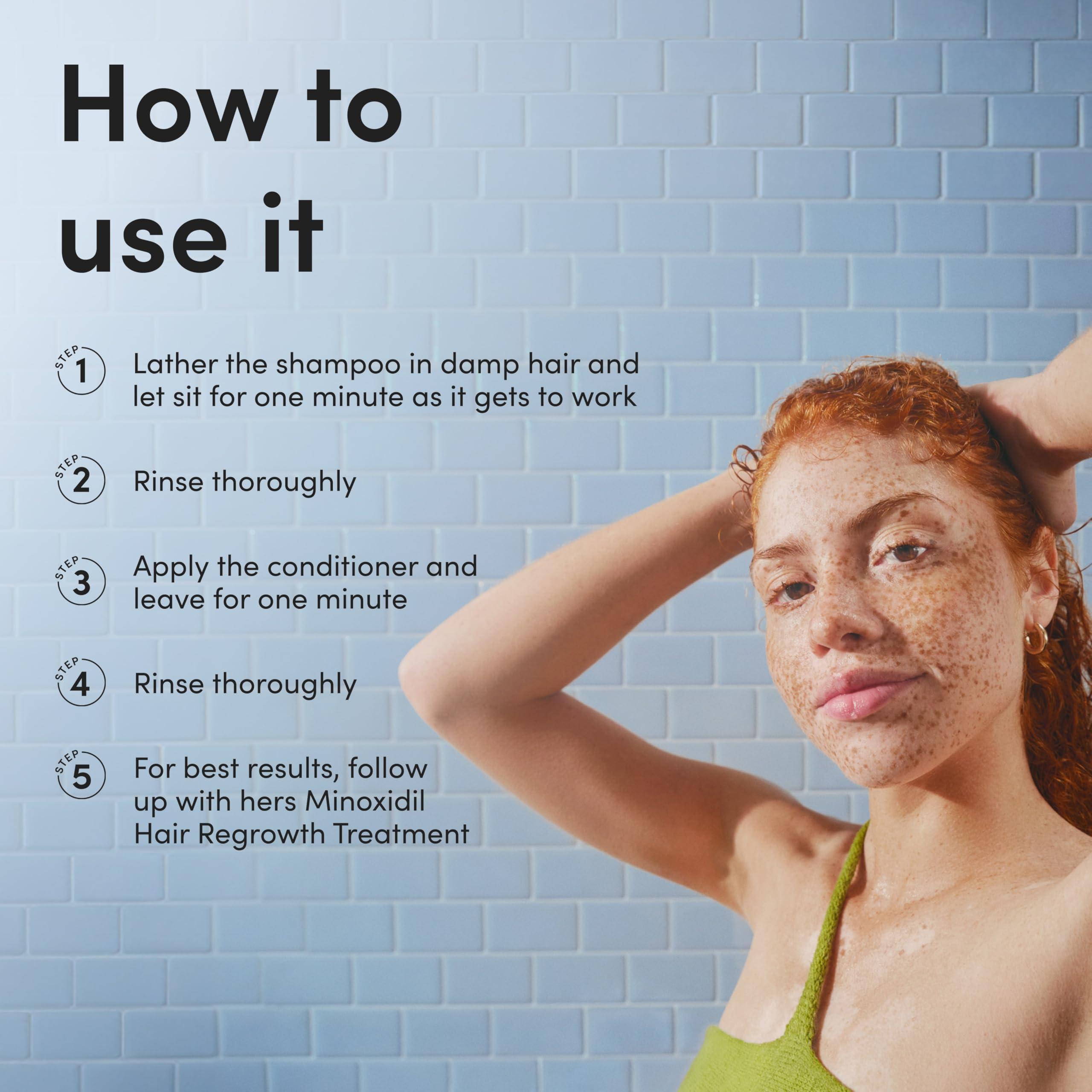 Hers hers Triple Threat Shampoo and Conditioner Set for Women- Thickening, Moisturizing, Reduces Shedding - Color Safe Hair Loss Shampoo and Conditioner- Napa Rose, 2 pack, 6.4oz