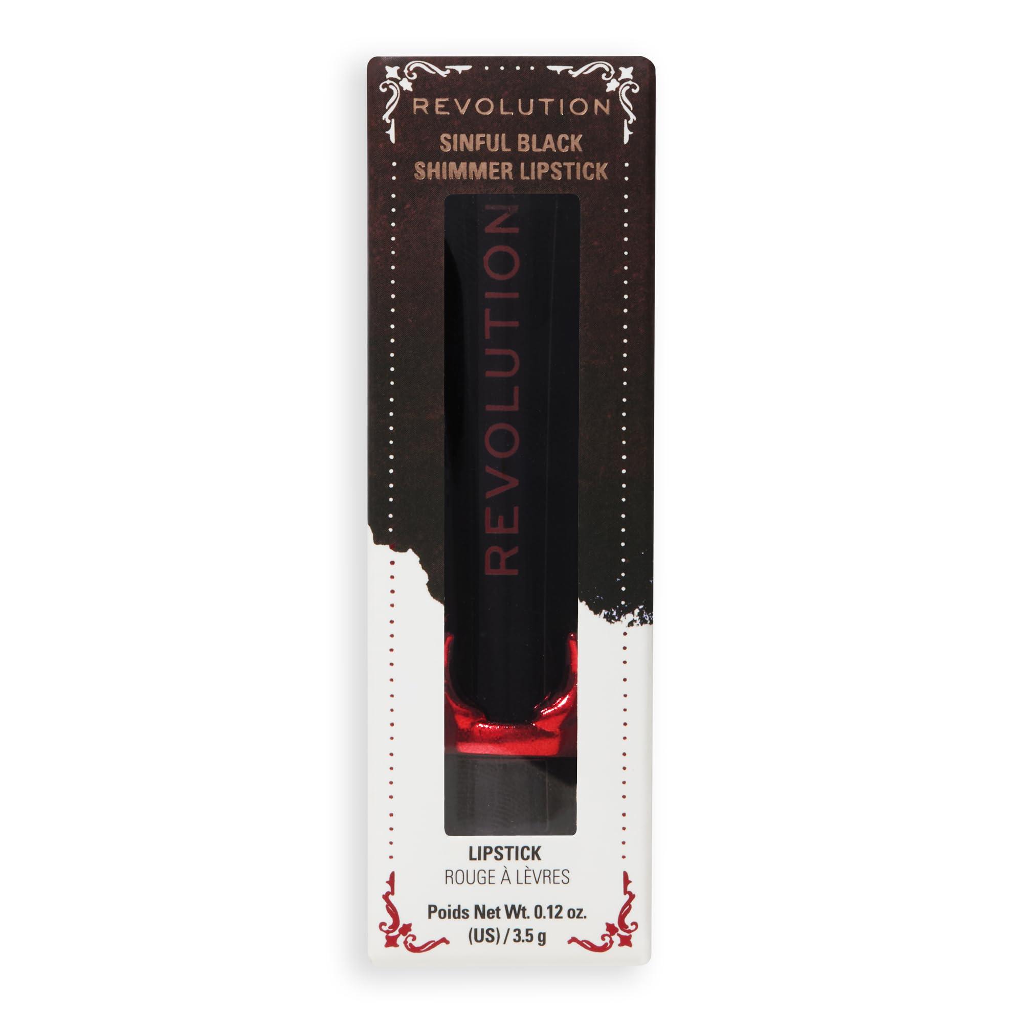 Revolution Beauty London Revolution Beauty Truly Sinful Black Ring Lipstick, Halloween Lip Costume Makeup with Sparkling Glitter, Vegan & Cruelty-Free