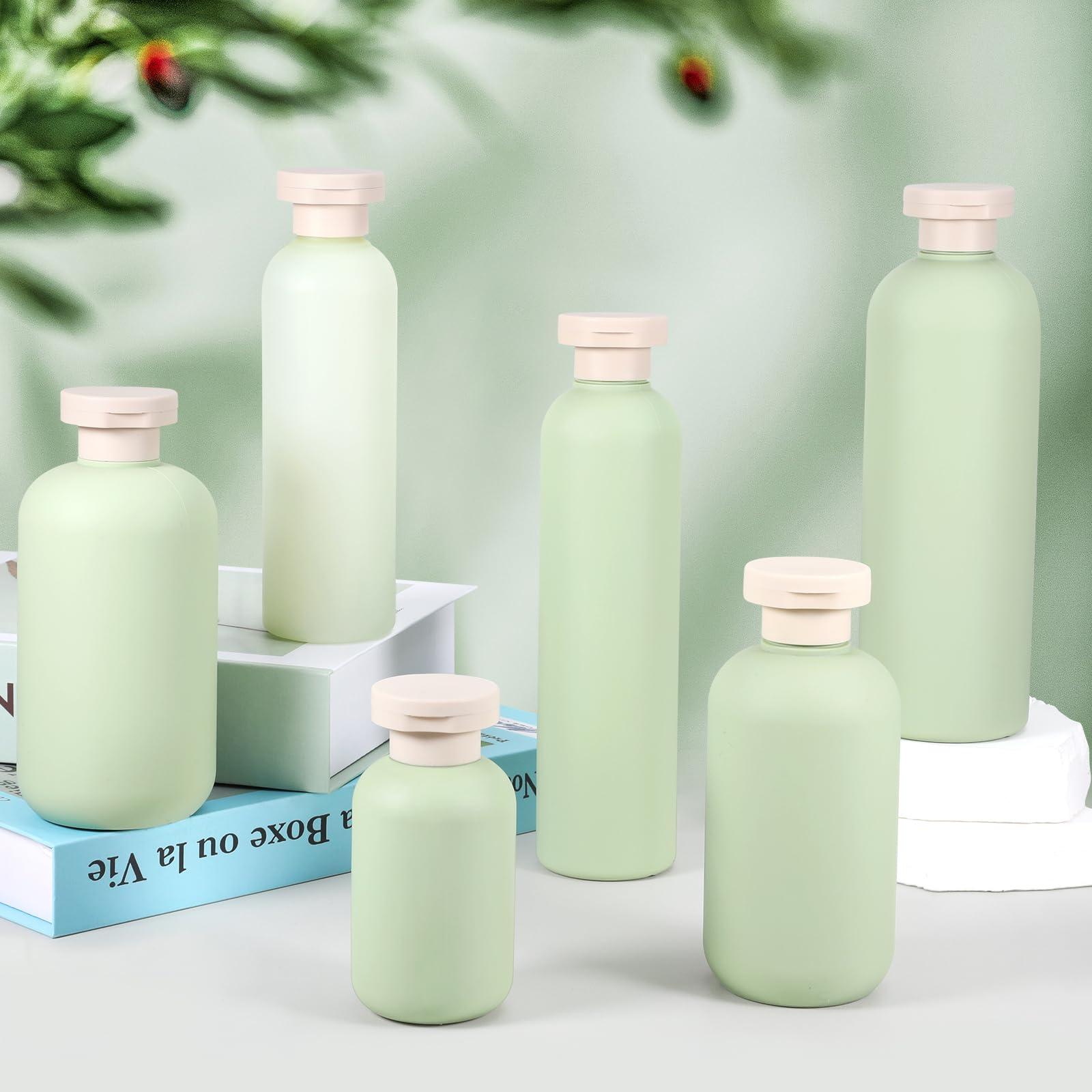 ASEVAT ASEVAT 13.5 oz Large Travel Shampoo and Conditioner Bottles, Green Squeeze Bottles for Shampoo, Travel Containers for Toiletries Leak Proof for Lotion, Cream and Liquids (4Pcs)