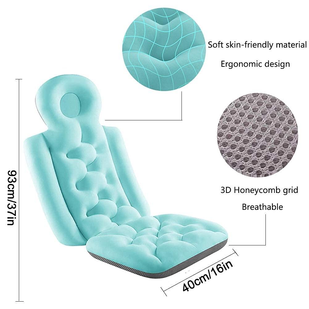 Wttfc 2Pcs Bathtub Cushion, Full Body Spa Bath Pillow Cushion, Soft Breathable Folding Bathtub Cushion Mattress, Comfort Head Rest and Back & Tailbone Support