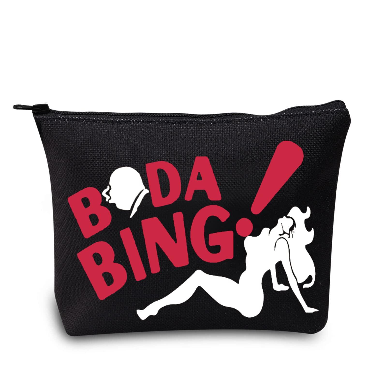 LEVLO LEVLO Sopranos TV Show Cosmetic Make Up Bag Tony and Carmela FansGift Bada Bing Sopranos Makeup Zipper Pouch Bag For Friend Family (Bada Bing Black)