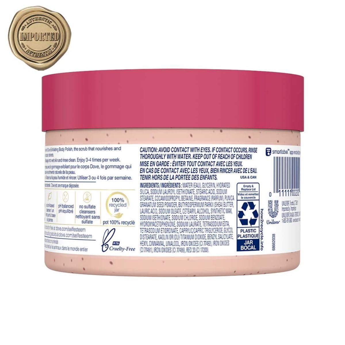 Dove Dove Scrub Pomegranate & Shea Butter For Silky, Soft Skin Body Scrub Exfoliates and Provides Lasting Nourishment 10.5 oz