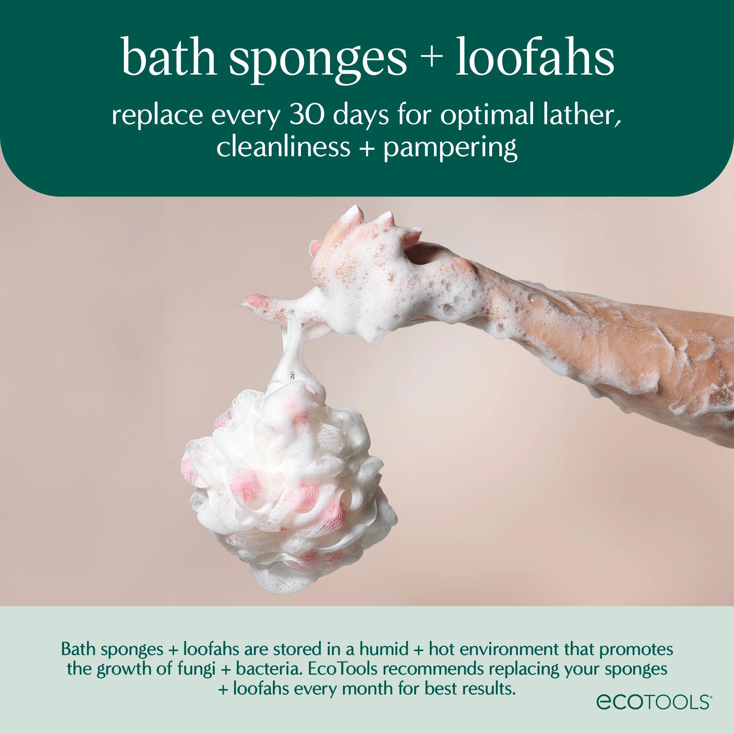 EcoTools EcoTools Lathering EcoPouf 6 Pack, Loofah Infused with Mini Sponges, Provides Rich Lather, Recycled Netting, Gentle Exfoliation in Bath Or Shower, Pouf Removes Dead Skin, Cruelty-Free