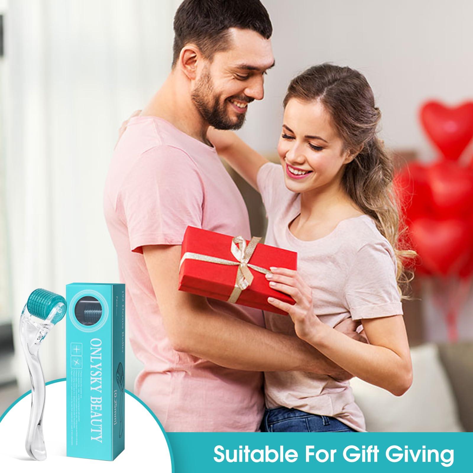 ONLYSKY BEAUTY Derma Roller 192-0.25mm Fine Titanium Microderma Roller - Microneedle Roller with Case For Personal Use Microneedling Roller -192 Micro Needle Dermal Roller