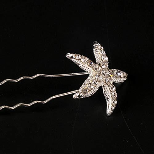 BERYUAN BERYUAN trendy Hairpin Starfish Hair Jewelry Star Rhinestone bobby pin Bridal Hair Pin barrette hair clip Crystal Headpiece Wedding Women Hair Accessory Prom Hair Dress 6pcs