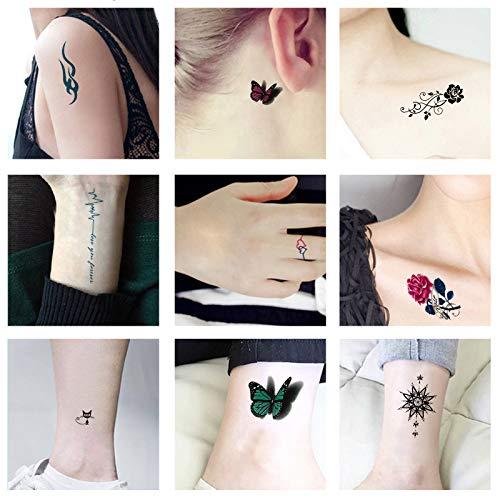 AWLEE Temporary Tattoo Stickers for Women Flowers Words Butterflies Cats Scorpions Waterproof Art Body Fake Tattoos 30 Sheets (style3)