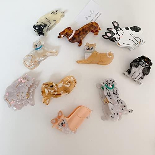 OMG Decor Pug Dog Hair Clips,Small Claw Clips for Girls,Acetate Hair Clips for Women,S5