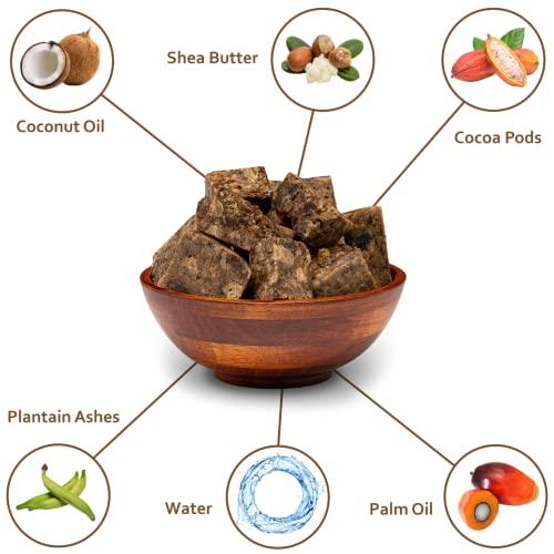 Plant Guru Raw African Black Soap 3 lbs. Bulk Bars 100% Pure Natural From Ghana. Acne Treatment, Aids Against Eczema & Psoriasis, Dry Skin, Scars and Dark Spots. Great For Pimples, Blackhead.