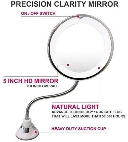 jshdufhuegfdbcngbg Mirrors Makeup LED with Strong Suction Vanity 10X Magnifying for Bathroom Tabletop