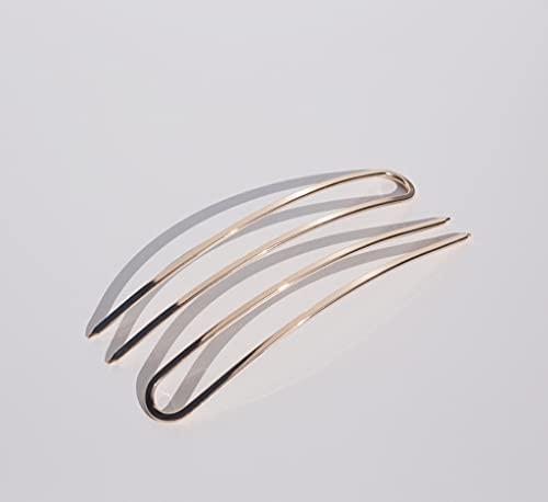 Kristin Ess Kristin Ess French Pin Set of 2 - U Shaped French Hair Pins for Buns, Chignons, Wedding Updo Hairstyles and Top Knots - Hair Styling Accessories for Women - Gold