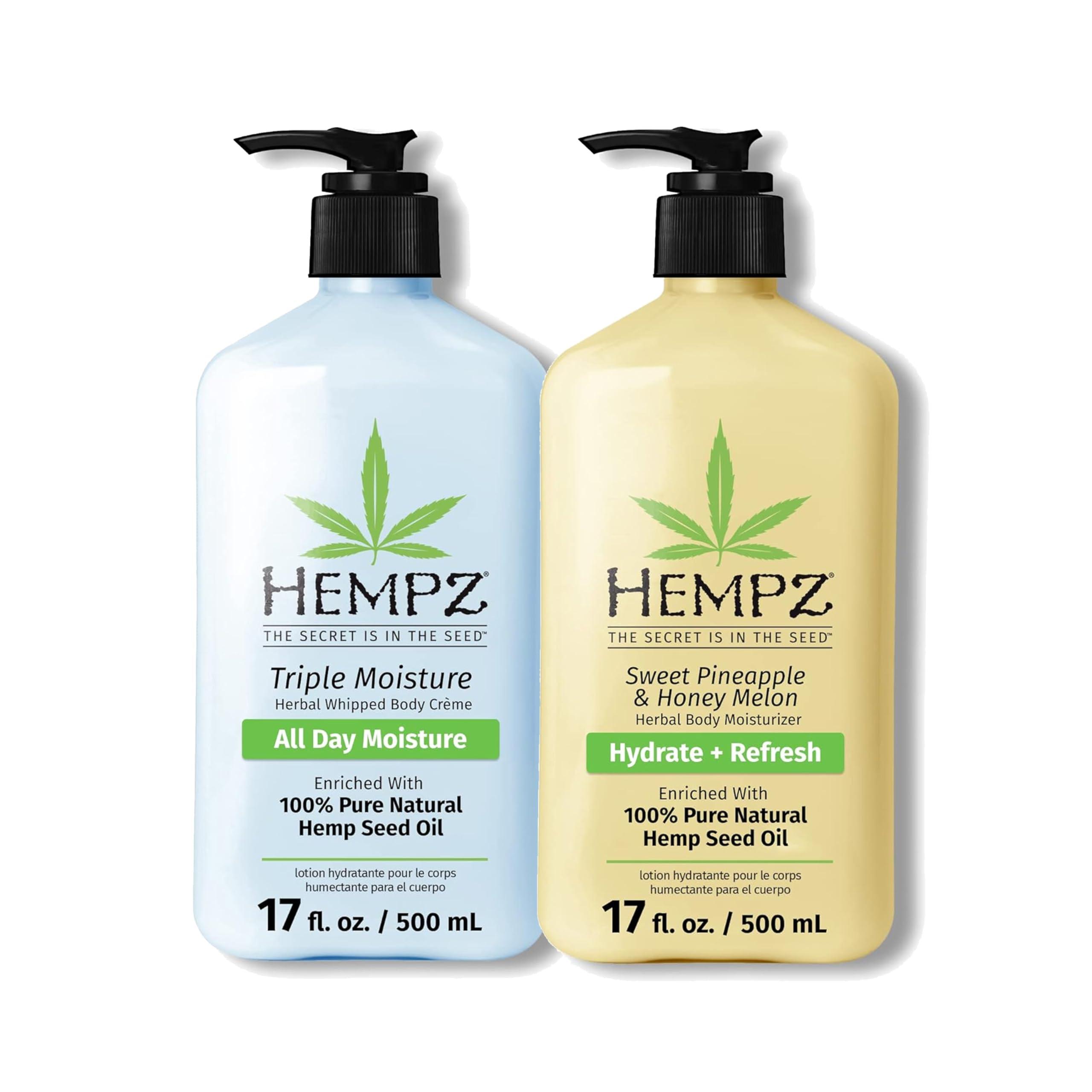 Hempz Hempz Body Lotion - Sweet Pineapple and Honey Melon - Daily Moisturizing Cream - 17oz & Body Lotion - Triple Moisture - Grapefruit and Sparkling Peach - Daily Moisturizing Cream - 17oz