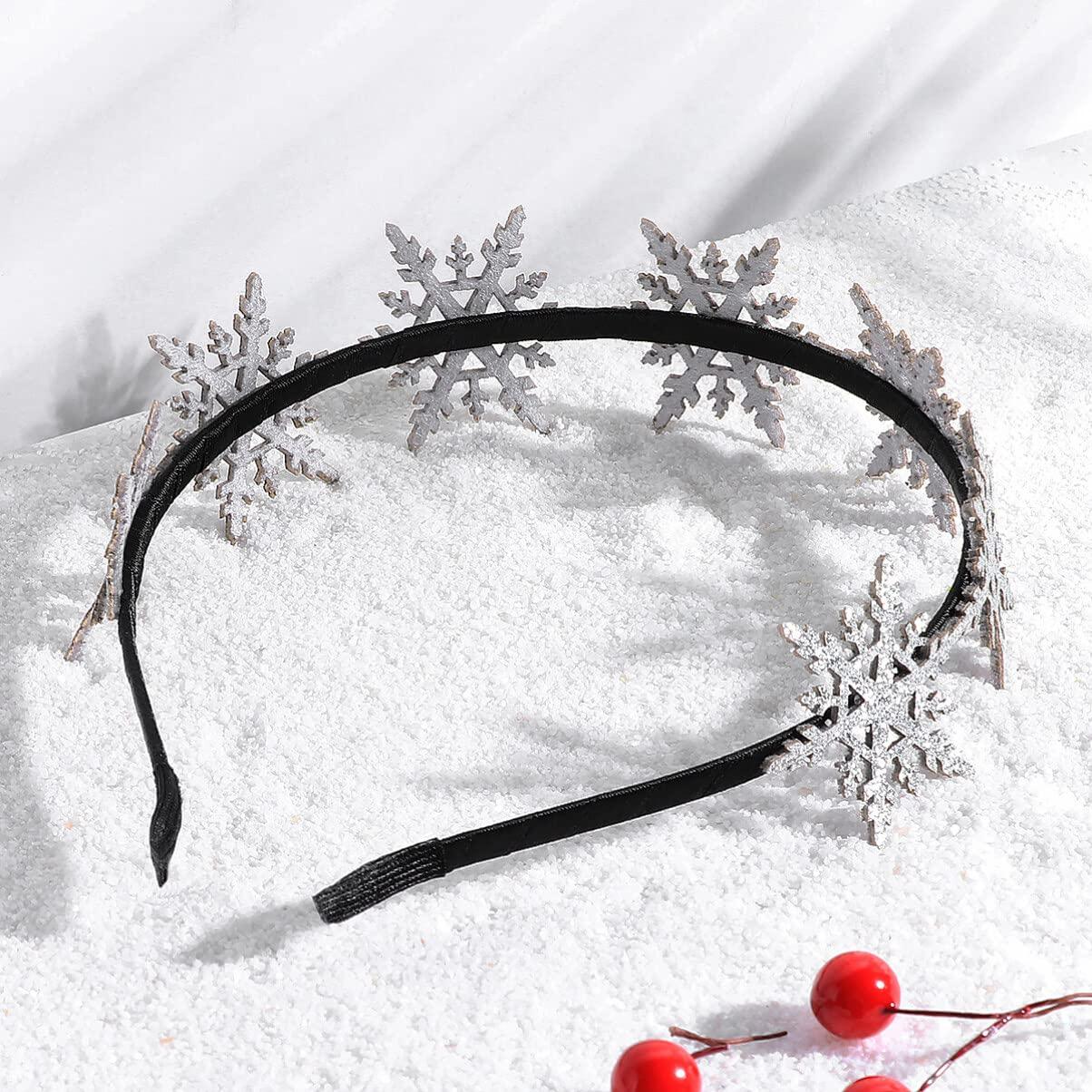 Lurrose Christmas Headbands for Women Snowflake Hairband Snowflake Tiara Hair Hoop Headpiece Accessories Holiday Party Favors Gifts