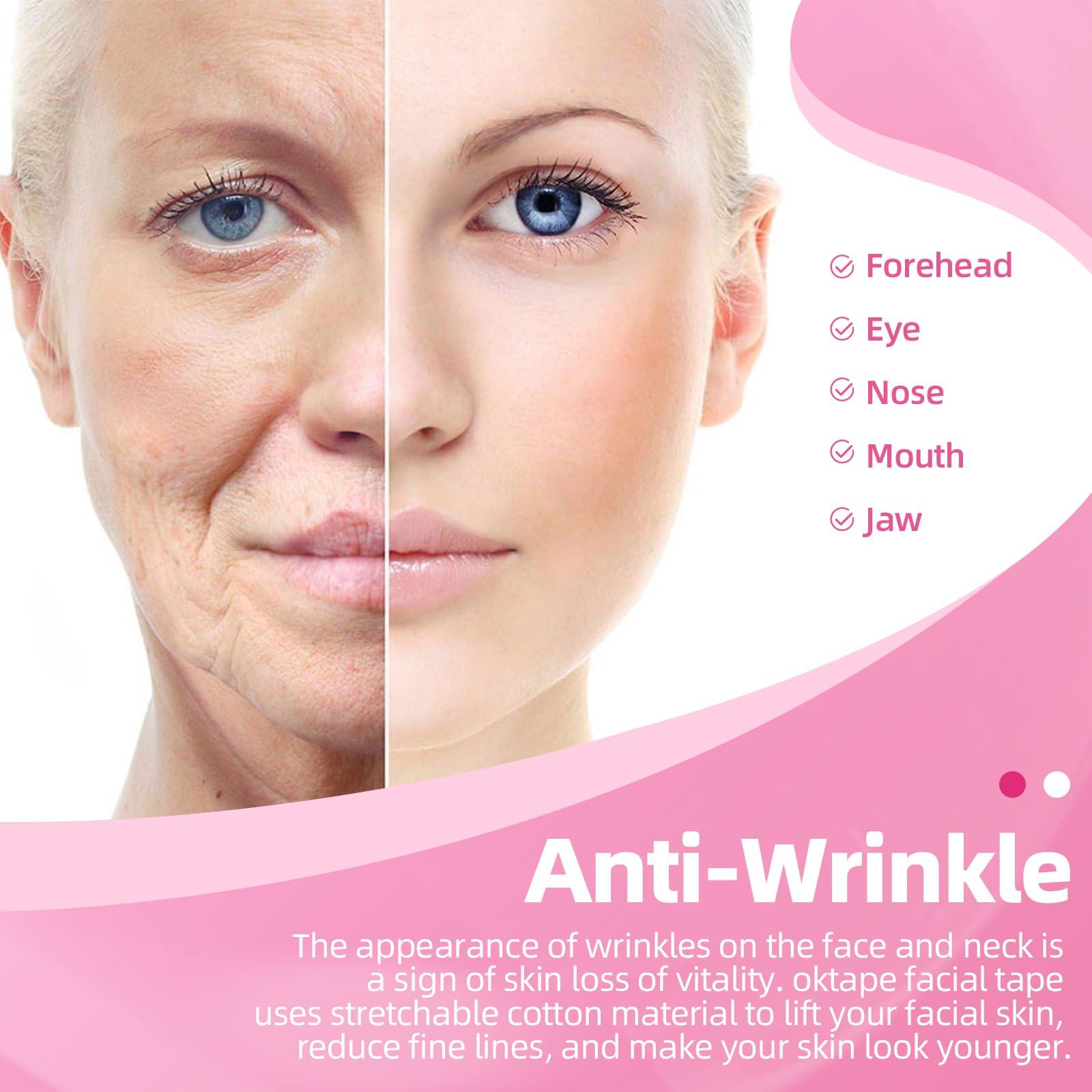 OK TAPE OK TAPE Face Lift TapeFacial Myofascial Lift Tape for Firming and Tightening Skin, Face Neck Lift Tape Anti-Wrinkle, Anti-Freeze Tape, 1 Roll 2in x 16.4ft (5cm x 5m), Beige