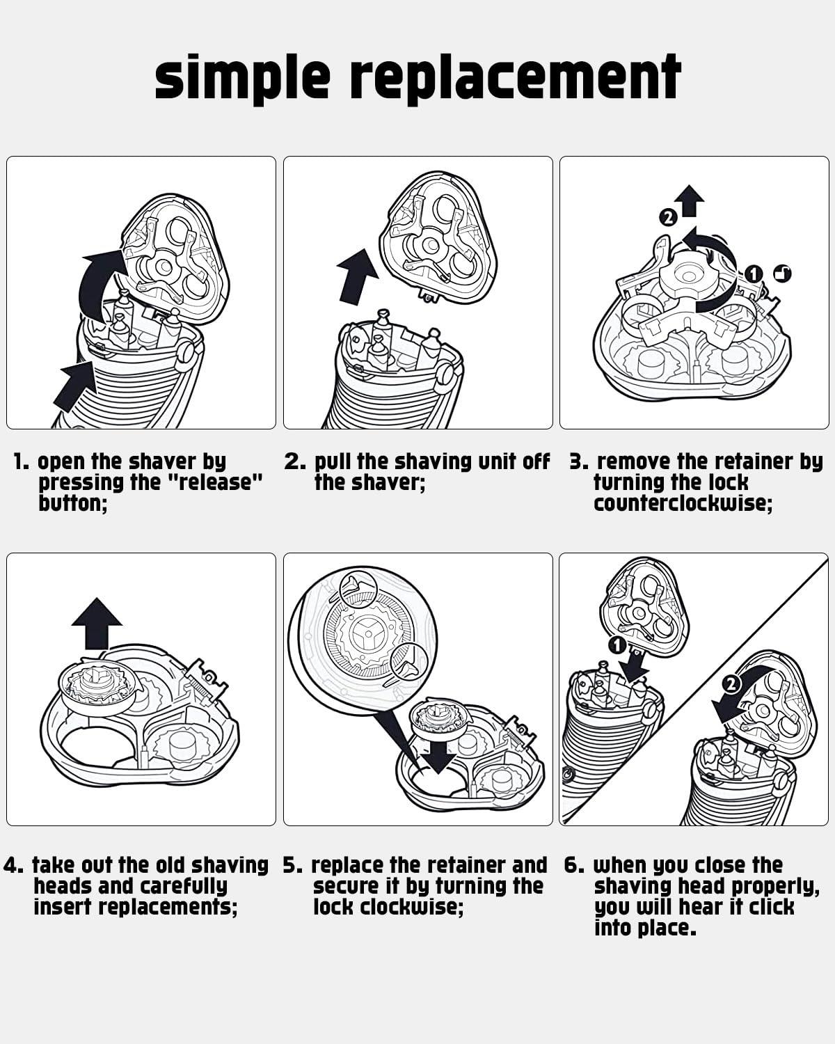 uijino SH30 Replacement Heads Compatible with SH30 Philips Norelco Replacement Blades Compatible with Norelco Replacement Heads, Norelco 3000 Replacement Blades for Philips Norelco Shaver 2400 3900, 9 Pack