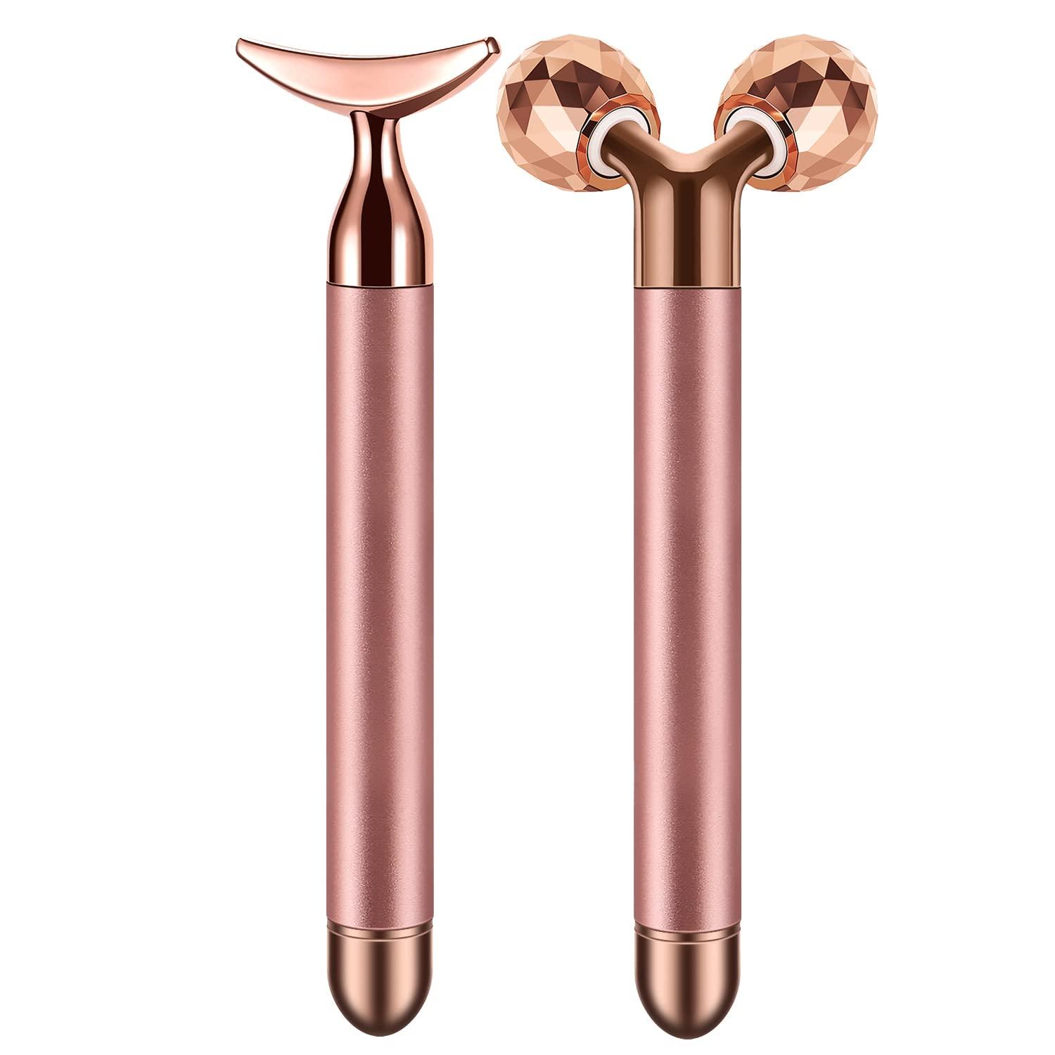 SSGP 2-in-1 Face Massager Roller Electric Face Roller, 3D Roller and Crescent-Shape Face Massager Kit for Face Skin Care Tools