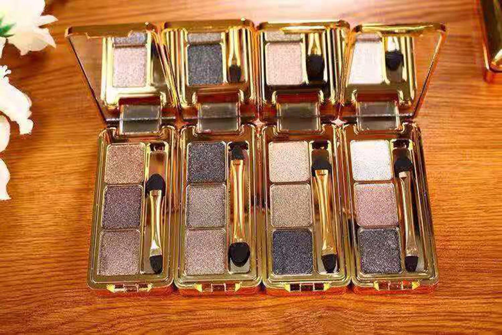 Impeccablery Glitter Eyeshadow Palette,3 Colors Shimmer Eyeshadow Palette Gold Eyeshadow Highly Pigmented Long Lasting Waterproof Sweatproof Eye Shadow Palette Makeup for Women Eye Shadow Palette Makeup (5#)