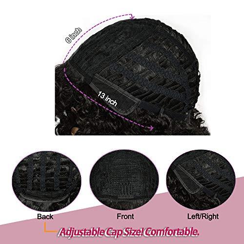 rosmile rosmile Curly Wigs for Black Women - Natural Black Synthetic African American Full Kinky Curly Afro Hair Wig with Bangs