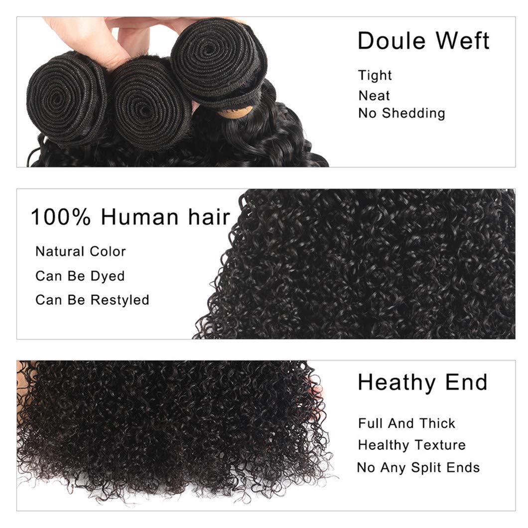 SSJFZM 3 Bundles Malaysian Curly Hair 100% Human Hair Bundles With Closure With Baby Hair Natural Black Remy Hair Weave 22 & 24 & 26 & Closure 20