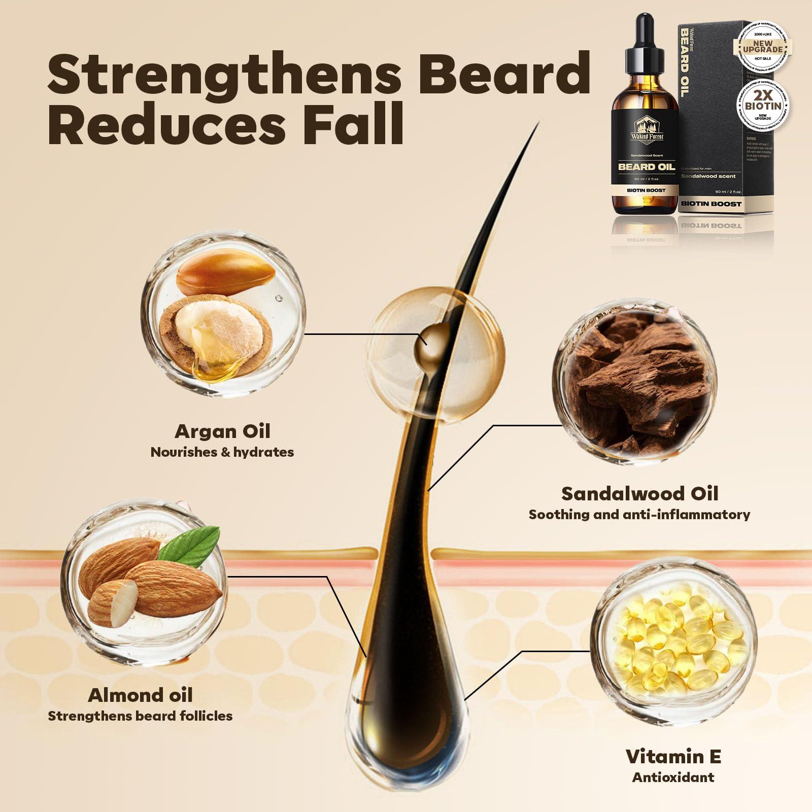 Waking Forest Waking Forest Beard Growth Oil with Biotin Bundle with Beard Oil Sandalwood