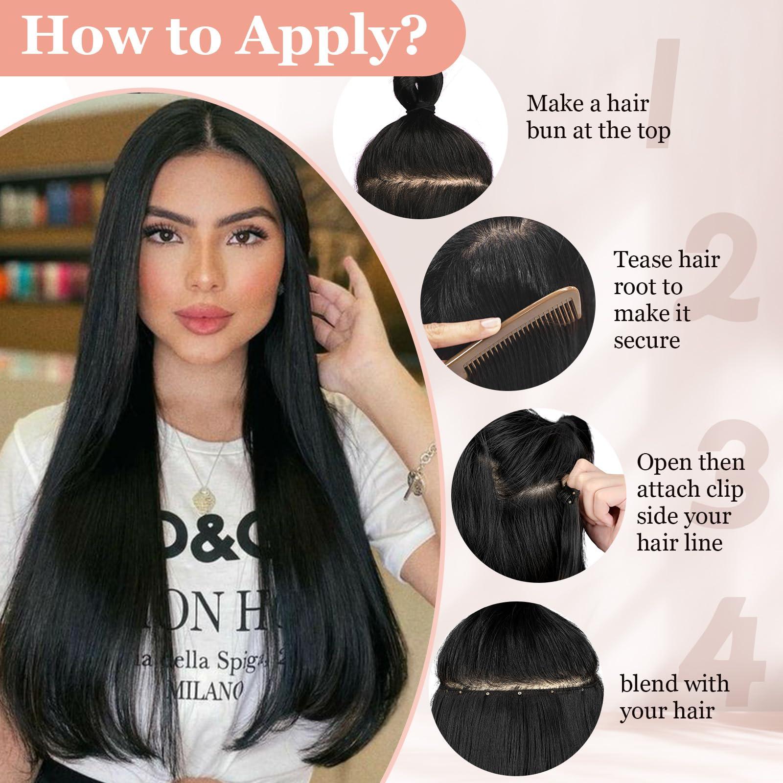 Wodelanle Clip in Hair Extensions for Women 7pcs Long Straight Dark Black Hair Extensions 23 Inch Natural Soft Clip on Extensions Synthetic Thick Hairpieces