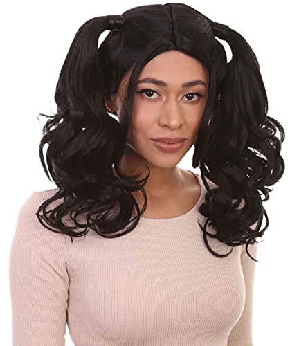 HalloweenPartyOnline Dolly Pigtail Ponytail Wig (Adult, Black)