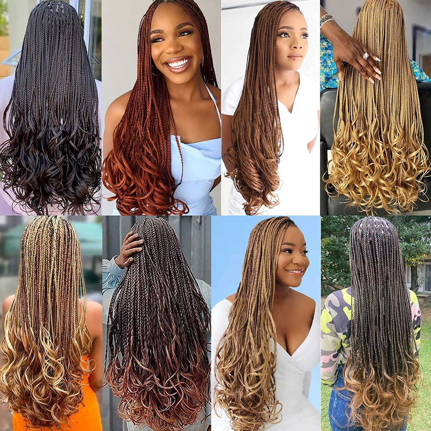 kossys 9 Packs French Curl Crochet Braids 18 Inch T1/30/27 Goddess Box Braids Crochet Hair Crochet Braids Pre Looped With Loose Wavy Braiding Hair,Blonde Brown Ombre Curly Wavy Ends Synthetic Hair Extensions for Women (18 Inch (Pack of 9), T1/30/27)