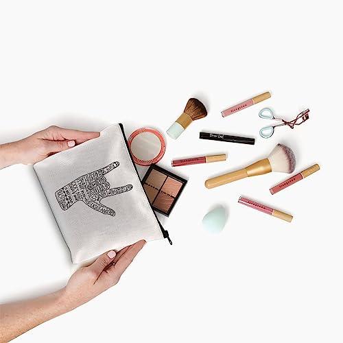 XYANFA XYANFA I Love You ASL Gift Sign Language Makeup Bag Asl Interpreter Deaf Gift For ASL Teacher Thank You Gift ASL Graduation Gift ASL Cosmetic Bag (NOT EASILY ANGERED)