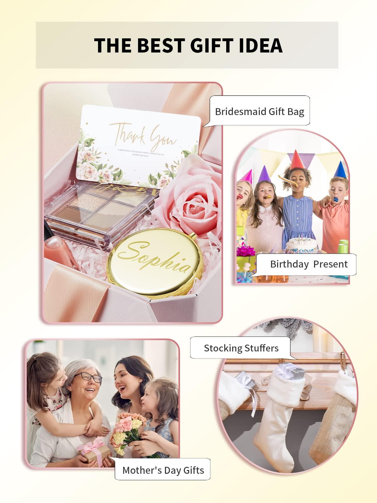 Getinbulk Getinbulk Compact Mirror Bulk, Pack of 24 Double-Sided 1X/2X Magnifying Metal Makeup Mirrors((Round,Gold)