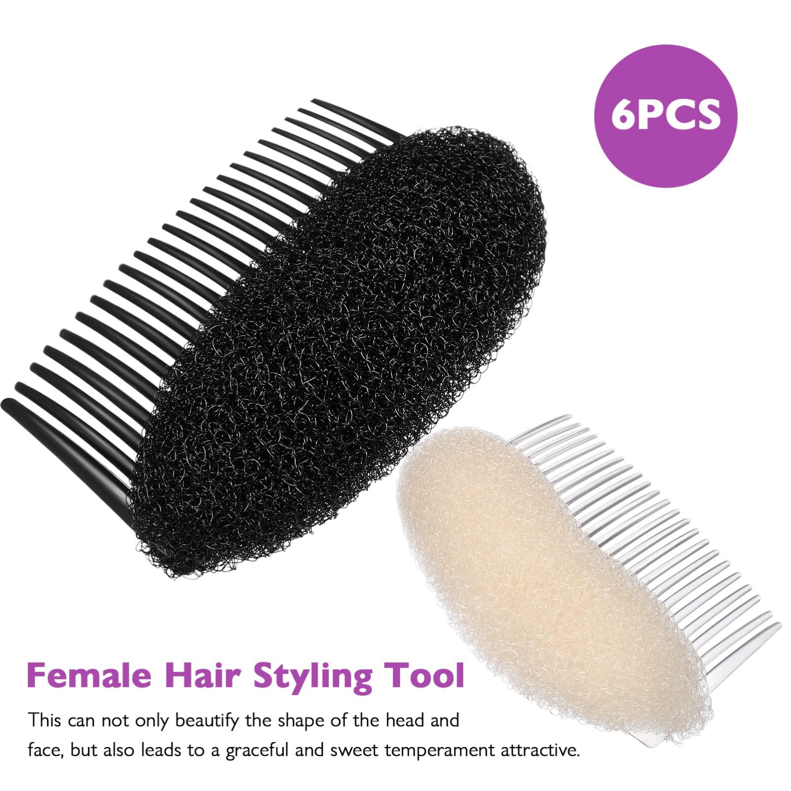 minkissy minkissy Bangs Hair Clip 6pcs Bump It Up Volume Hair Bases Sponge Hair Comb Clip Insert Braid Tool Girl Hair Piece Hairstyling Tools for Travel Party Daily Use Black White Hair Sponge