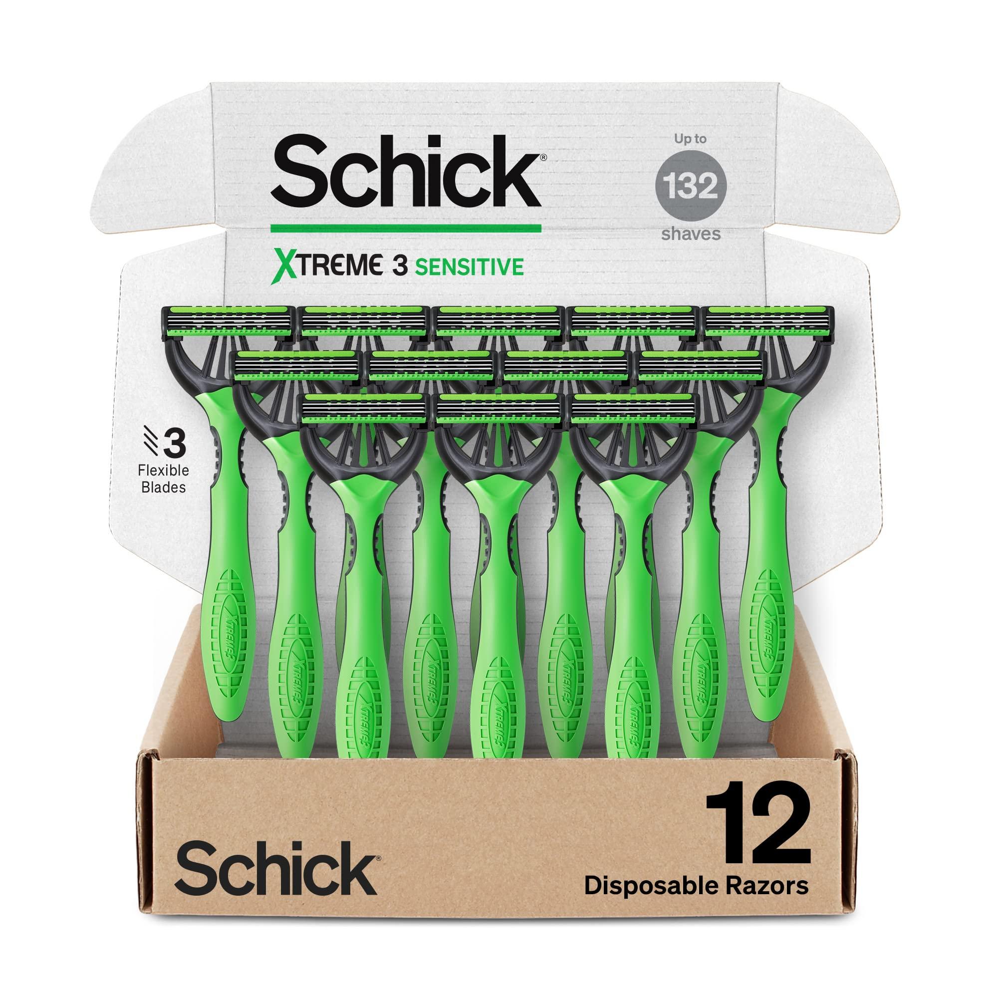 Schick Schick Xtreme 3 Original Razor  Disposable Head Razor for Sensitive Skin, 12 Count