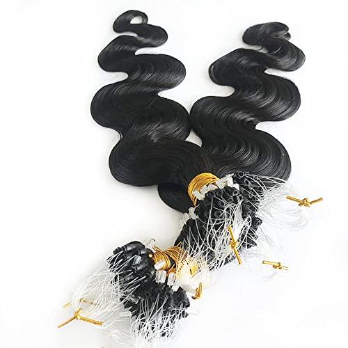 YiXing Body Wave Micro Loop Hair Extensions Human Hair 200G YiXing Microlink Human Hair Extensions for Black Women Bead Hair 200 Strands ,1G/Strand Micro Loop Ring Hair Extension Wavy Brazilian Hair 10Inch