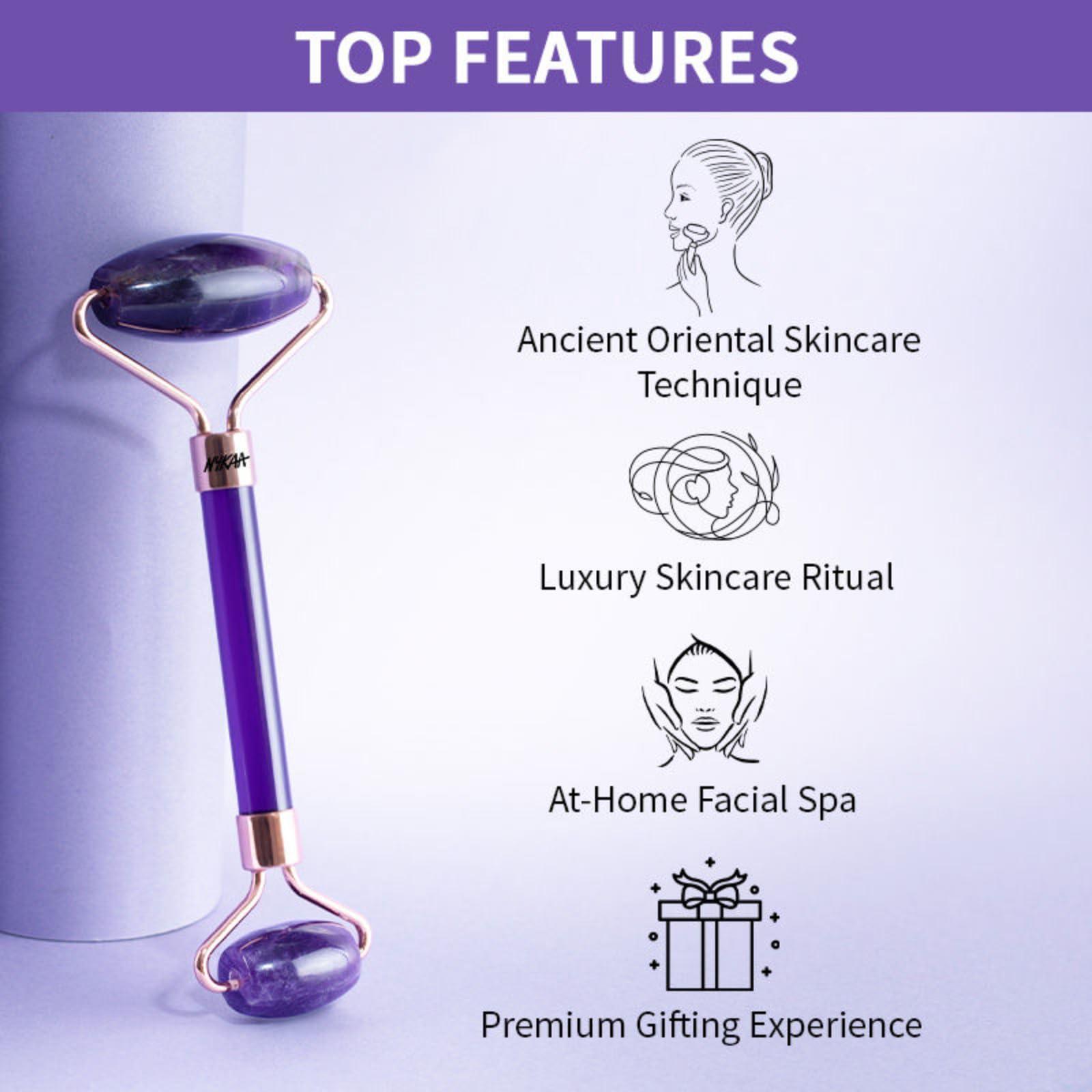 Nykaa Naturals Nykaa Naturals Amethyst Face Roller - Diminishes Fine Lines and Wrinkles - Natural Crystals for Skin Calming - Tones and Sculpts Skin - 1 pc